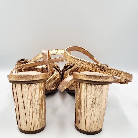 DREAM PAIRS Bow Knot Champaign Pink Ankle Strap Heeled Sandals Women's Size 9 - Picture 8 of 12